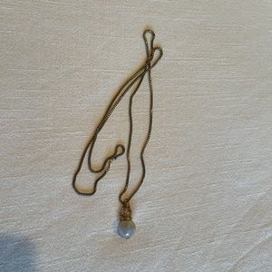 Andrea Barnett Box Chain Necklace with Green Quartz and Vintage Czech Bead